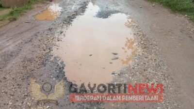 Kondisi jalan rusak di Pekon Fajar Mulia Kecamatan Pagelaran Utara, Pringsewu, Lampung