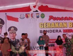 Danramil Dander Bojonegoro Hadiri Pencanangan Gerakan Berbagi 10 Juta Bendera Merah Putih Menyambut HUT RI Ke- 77