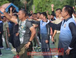 Apel dan Olahraga Bersama Personil Yonif 721 Makkasau dan Personil Polres Polewali Mandar Dipimpin Oleh Danbrigif 11 Badik Sakti /Kapolres Polewali Mandar