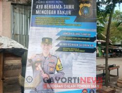 Polres Bangka Barat Pasang Spanduk Imbauan Cegah Banjir 