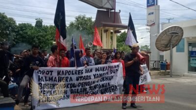 Aksi Mahasiswa SAMBO Tuntut Copot Kapolres dan Wakapolres Halmahera Utara