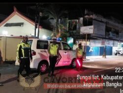 Polres Bangka Lakukan Kegiatan Patroli Kamseltibcar Dimalam Hari Guna Mencegah Tindak Kejahatan