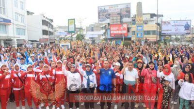 Meriahkan HUT Pemkab Labuhanbatu Ke 77,Bupati Labuhanbatu Ikuti Senam Sehat Di Acara CFD