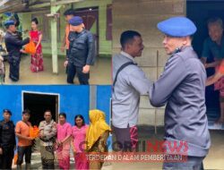 Bersama TNI, Personel Brimob Batalyon C Pelopor Bantu Warga Korban Banjir di Batang Gangsal Inhu