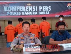 Konferensi Pers Polres Bangka Barat Amankan 5 Orang Pelaku Operasi Peti Menumbing 2022